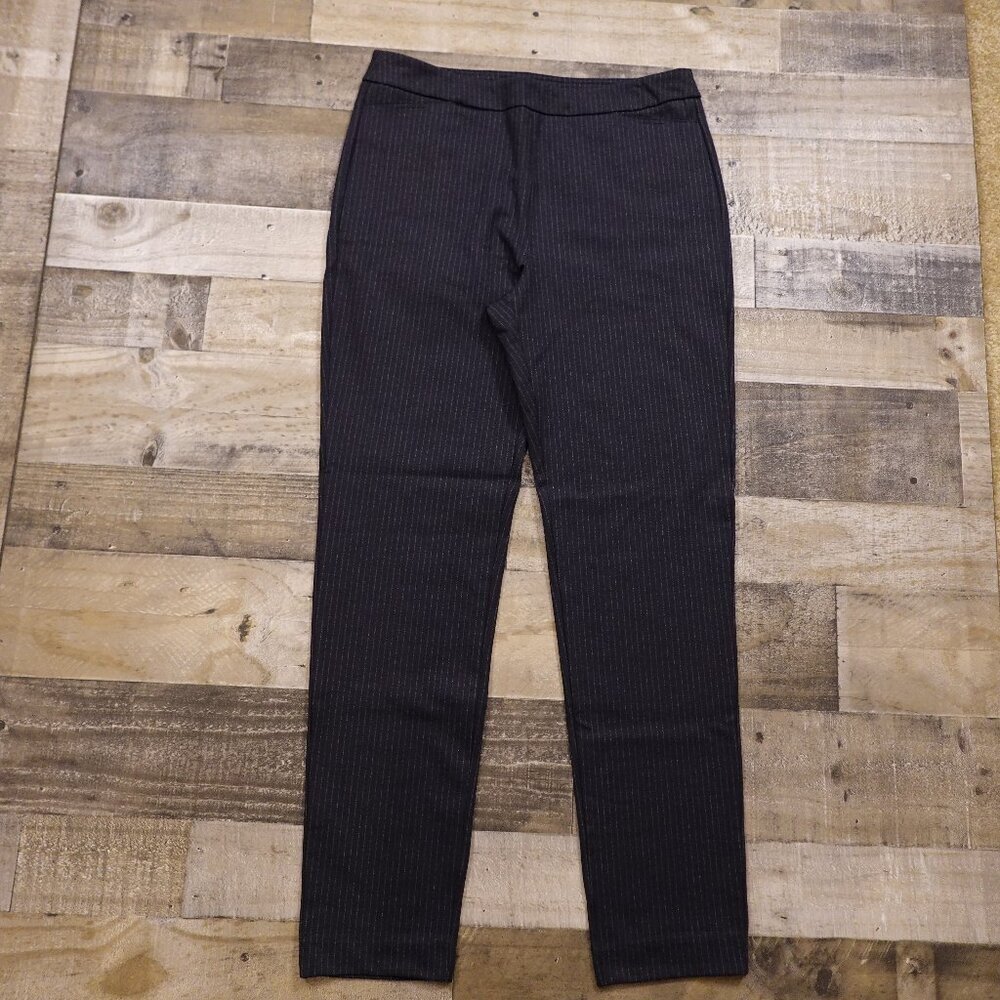 Ministry of Supply pants fusion straight leg‎ women's large black pinstripe